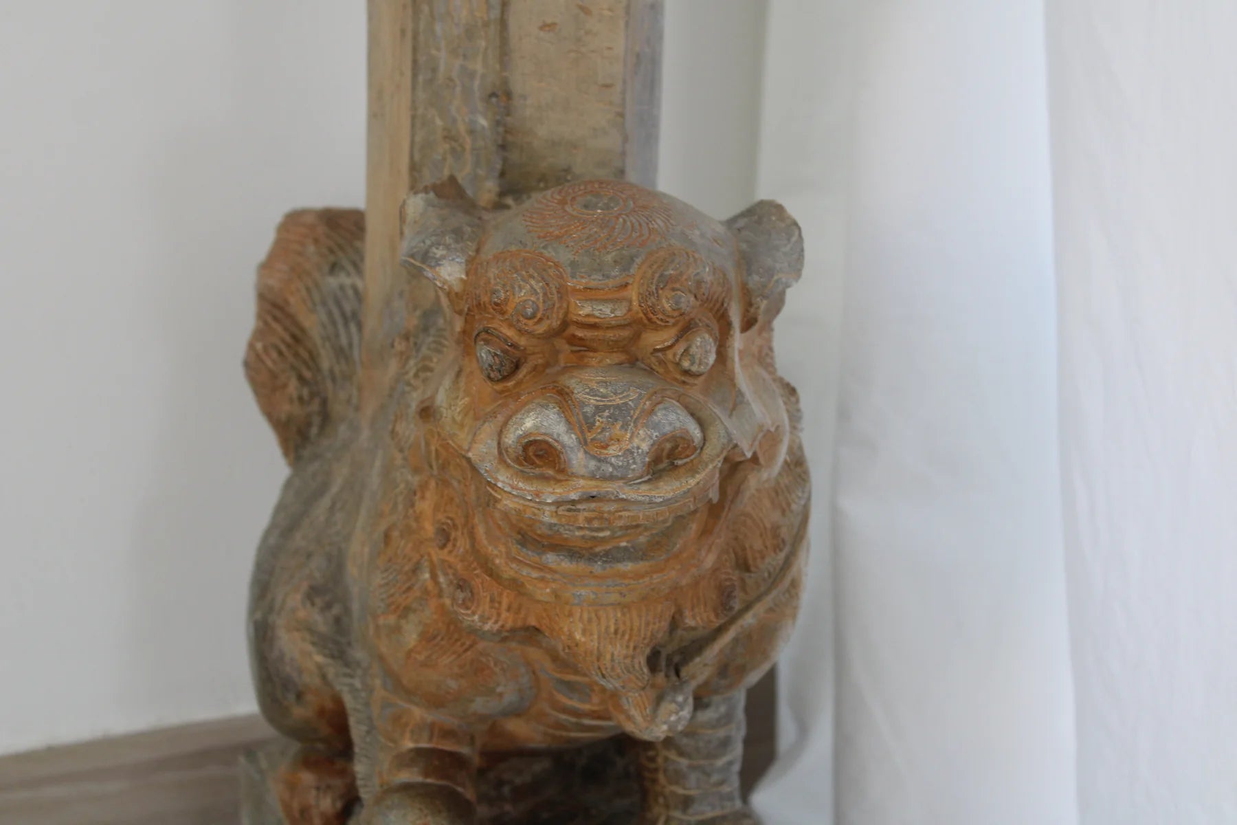 Pareja de Leones Foo en Piedra Tallada