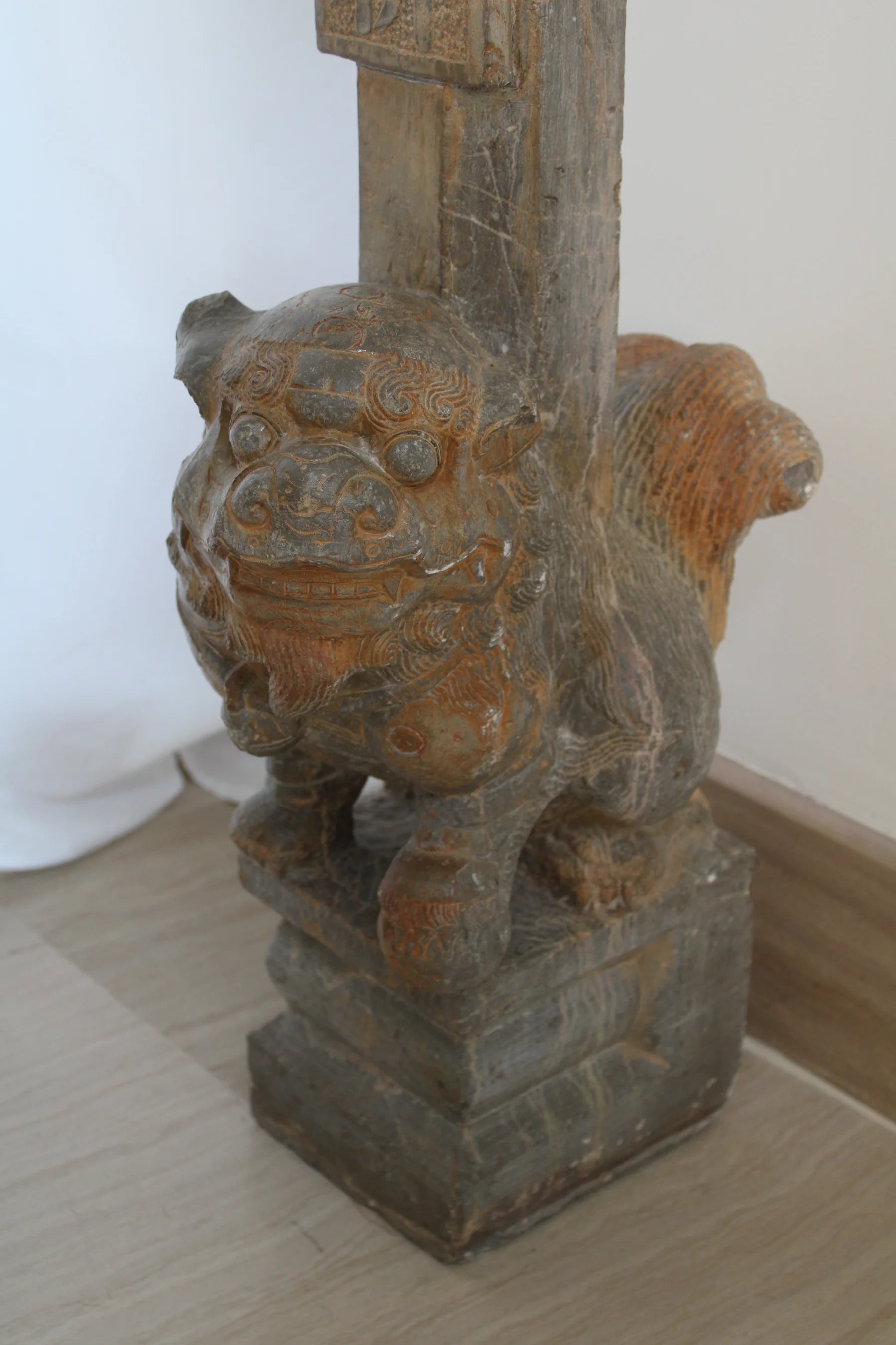Pareja de Leones Foo en Piedra Tallada