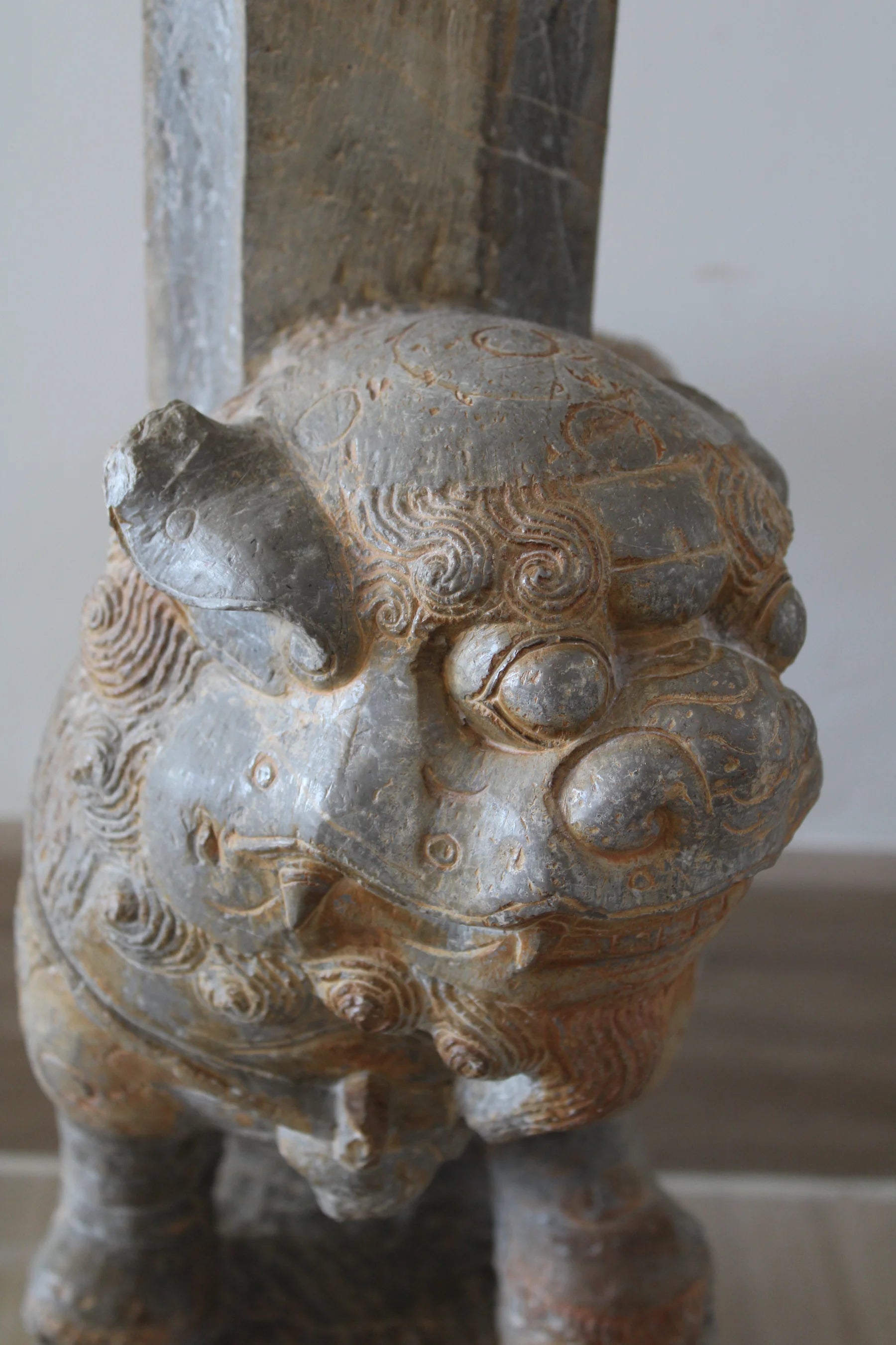 Pareja de Leones Foo en Piedra Tallada